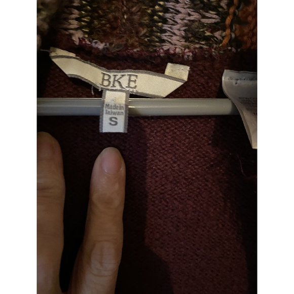 BKE womens small sweater cardigan open front curved hem boho romantic fringe - Picture 2 of 3